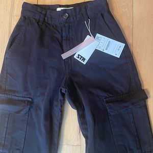 Stradivarius Brand STRAIGHT FIT CARGO TROUSERS - black, size 32/0